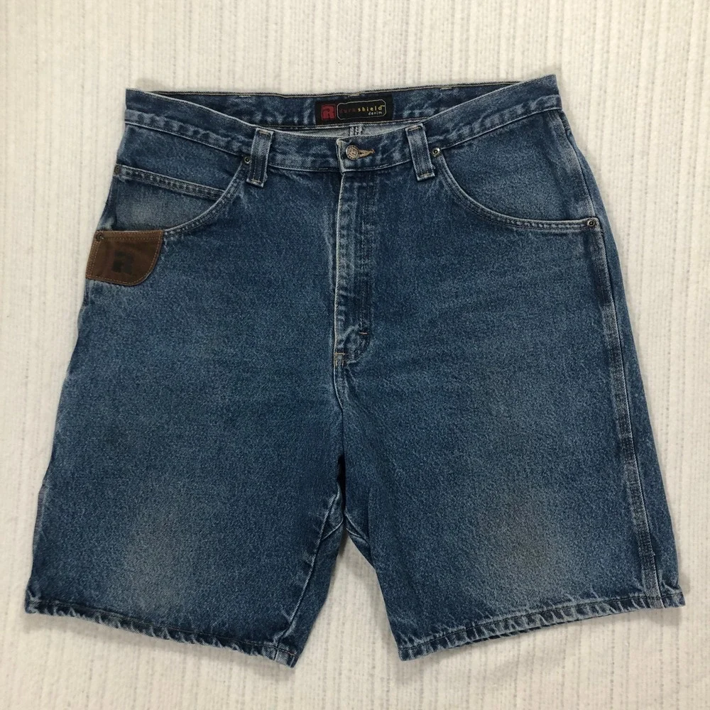 Rugged Shield Carpenter Denim Shorts Pockets Utility‎ Blue Size 36